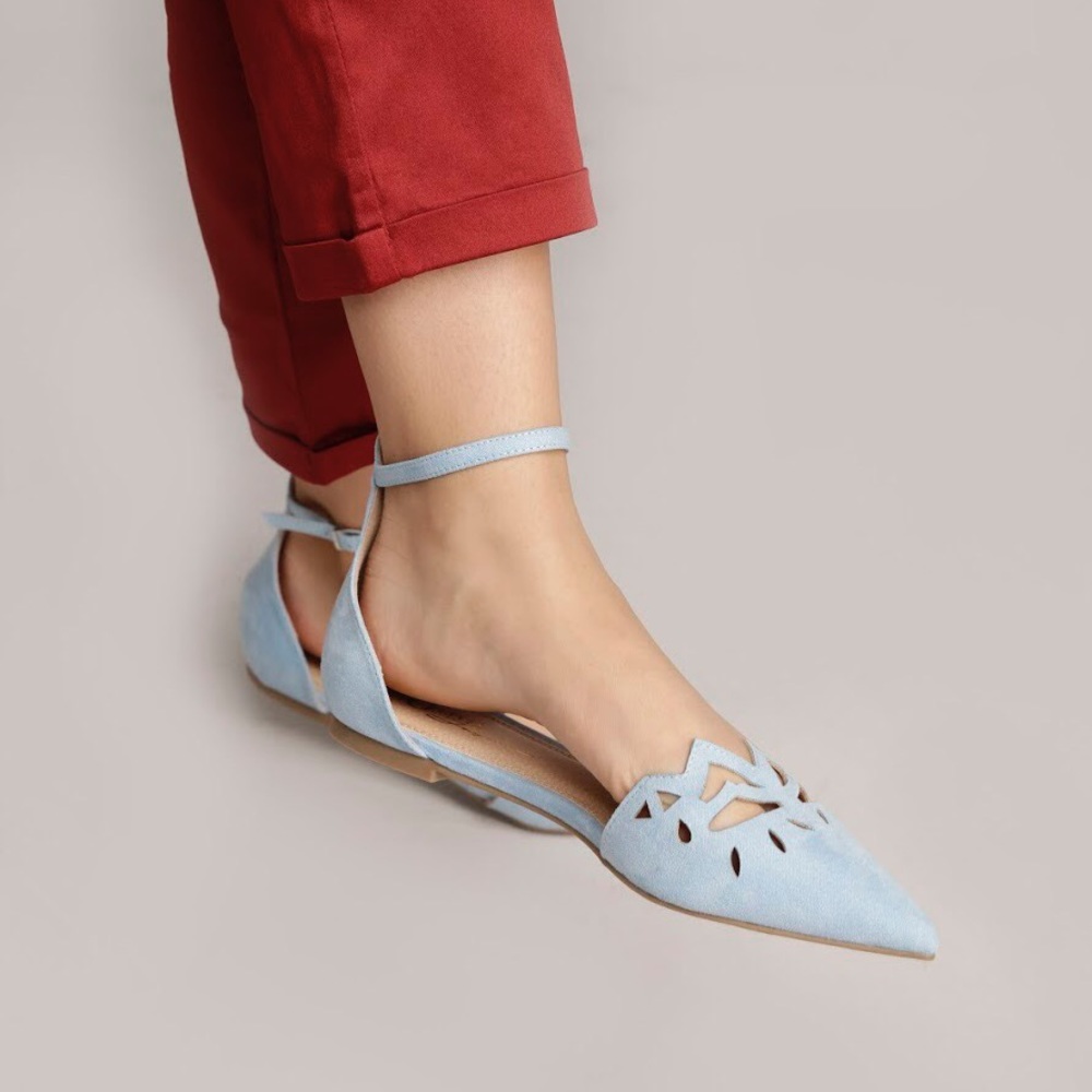 Light Blue ankle strap flats - Picture 2 of 3